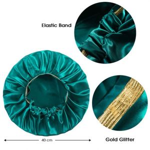 Bonnets en Soie avec Bande Pailletée pour Cheveux Bouclés – Grand Bonnet de Nuit en Satin – Promotion Cadeau - Product Image 1