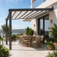 Pergola pliante en tissu imperméable avec option d'éclairage LED intégré, directement de l'usine, pour villa, patio et terrasse
