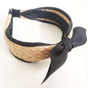 Fascia per capelli in raso nero con fiocco, accessorio per capelli da donna - Product Image 2