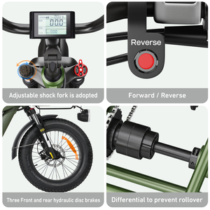 Triciclo de Dos Plazas para Adultos Vipcoo R1, Scooter de Tres Ruedas con Asientos para Pasajeros Vc-r1 - Product Image 3