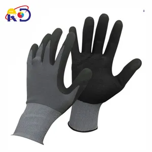 15 Gauge Seamless Grey Nylon Liner With Black Nitrile Coated Glove