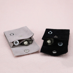 Black Luxury Jewelry <b>Gift</b> Packaging Pouch Soft Velvet <b>Gift</b> Bag Pouches with Snap Button Storage for Rings Necklace Bracelet - Product Image 4