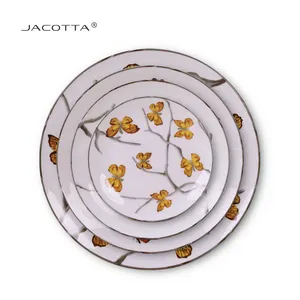 A Ma Zon Top Seller 2023 Luxury Salad Bowl Plates Sets Dinnerware Butterfly Dinnerware Sets