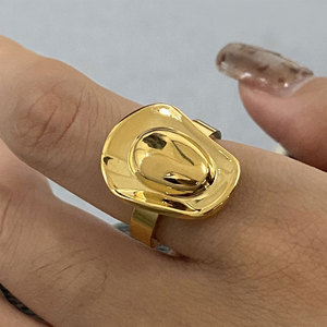 Bague de cowgirl tendance en acier inoxydable 316L plaqué or 14k 18k, anti-ternissement, pour femme - Product Image 1