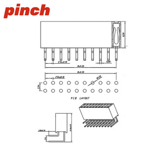 ซ็อกเก็ตแบบสองแถวตัวเมีย2.54มม. หมุดทองเหลืองมุมฉากตัวเชื่อมต่อ IC แบบ2x2ถึง2X40P - Product Image 3