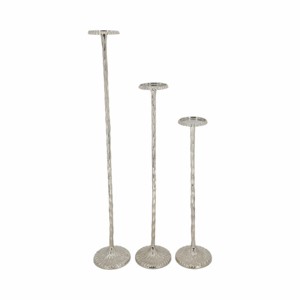 Tall Pillar Candle Holders Set Of 3 <b>Silver</b> Metal Decorative <b>Candlesticks</b> For Living Room Entryway Home Decor - Product Image 1