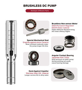 Pompe submersible solaire QY pour puits profond 16500W, hauteur de refoulement 187m, débit 33m³/h, DC 48V, pompe multi-étages haute pression |   Hélice en acier inoxydable | - Product Image 2