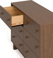 Commode à 6 tiroirs HANYEE en noyer avec un design minimaliste et des poignées en bois massif pour le rangement de la chambre