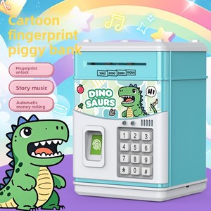 Hucha infantil <span class=keywords><strong>de</strong></span> plástico con sensor <span class=keywords><strong>de</strong></span> huellas dactilares simulado, <span class=keywords><strong>caja</strong></span> ATM <span class=keywords><strong>de</strong></span> dibujos animados con contraseña y enrollamiento automático <span class=keywords><strong>de</strong></span> dinero, transfronteriza - Product Image 4