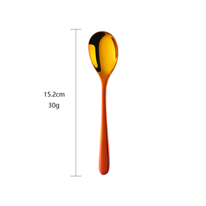 Kurzer Edelstahl-Eislöffel Küchen-Kaltgetränke-Mischlöffel Kaffee-Eiscreme Kleiner Dessertlöffel - Product Image 6