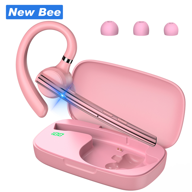 Communication Headset for Events Lightweight Wide Range 49ft Wireless Connection Pink Color V5.1 Bluetooth Earphones for Phone