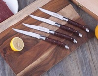 Couteau à steak Laguiole de luxe en acier inoxydable de haute qualité, à lame dentelée, manche en bois, ensemble de couteaux de chef écologiques pour usage en restaurant