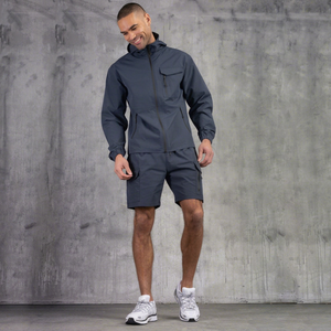 Men's Hooded Windbreaker Hoodie And Short Color Block Full Zip Lightweight Outdoor Running Hiking Sportswear Premium Men Outfit - Product Image 1