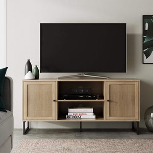 Luxury Cabinet Living Room Luxury Rattan Doors Tv Stand Entertainment Cabinet With Steel Frame For Living Room