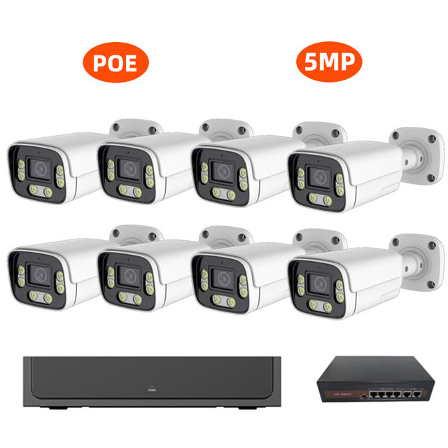 OEM POE 5MP FULL Color HD IP Bullet Camera System HIK Two Way Audio IR-CUT Night Vision Ip66 Outdoor CCTV Camera System