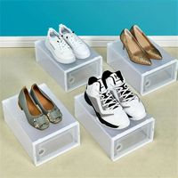 Grand Organisateur de Chaussures Transparent Empilable en Plastique, Boîte de Rangement pour Chaussures