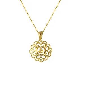 JH – pendentif personnalisé en or en forme de fleur, pendentif de bijoux en laiton et cuivre, prix de gros