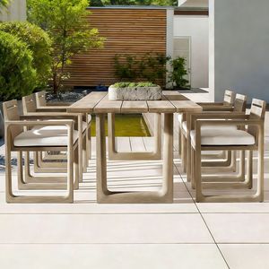 Tables et chaises d'extérieur en bois massif pour villa, cour, terrasse, hôtel, jardin, maison d'hôtes, salle à manger extérieure en teck - Product Image 2