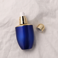 Ensemble d'emballage cosmétique en verre 30ml 40ml 100ml 120ml Embouteilleur à pompe de lotion bleue 20g 50g Ensemble de pots de crème de soin de la peau