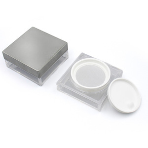 Plástico hecho a medida 10G 20g forma cuadrada <span class=keywords><strong>transparente</strong></span> tarro de polvo suelto compacto con <span class=keywords><strong>malla</strong></span> de tamiz elástico Puff - Product Image 5