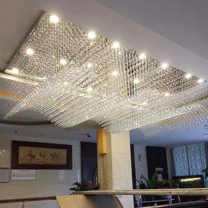 hotel banquet hall ceiling luxury large Surface Mounted project raindrop <b>crystal</b> <b>chandelier</b> light for sale - Product Image 3