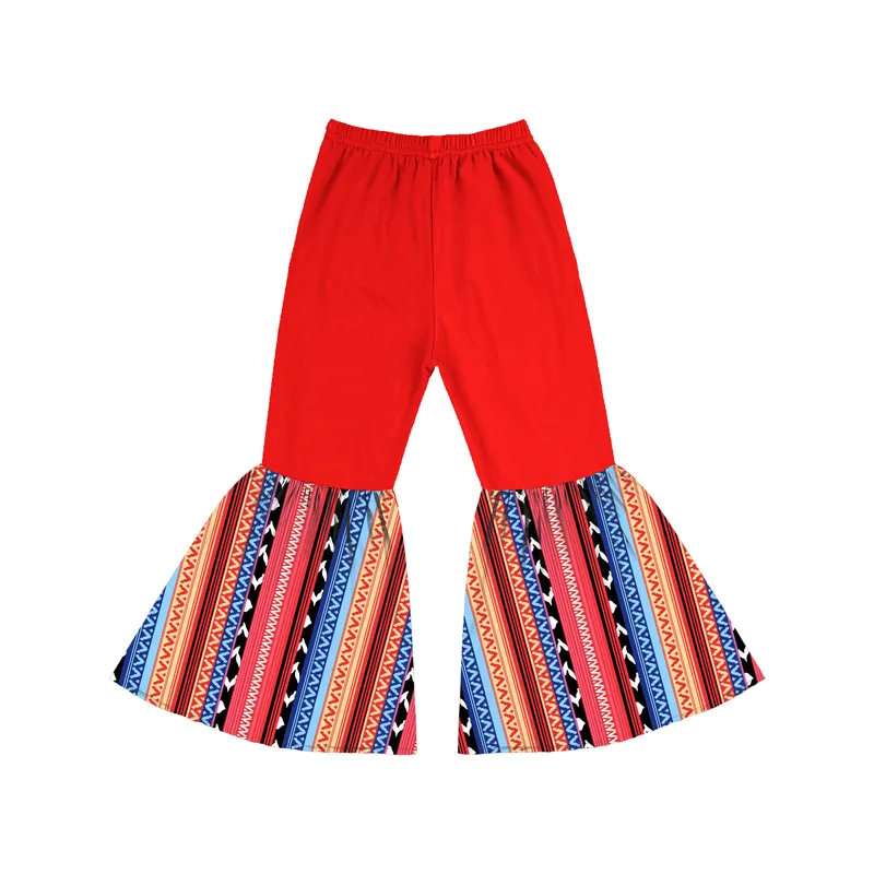 KZ-010-XYW Mexicain rayé fonds de cloche filles motif coloré pantalon Enfants de pantalon