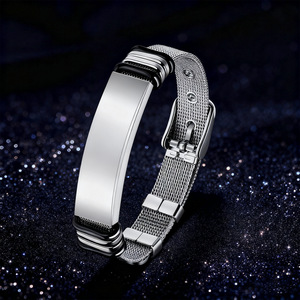 European American New Stainless Steel <b>Beaded</b> <b>Bracelet</b> Unisex Adjustable LOGO Personalized Couple's Wrist Accessories Zircon - Product Image 2