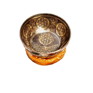 Grand ensemble de bols chantants tibétains 9 pouces en laiton artisanal avec technique de moulage, style Feng Shui pour la guérison des chakras et le yoga - Product Image 1