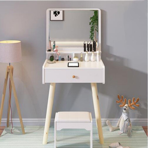 Meuble de dressing au design simple, coiffeuse pour femmes, <span class=keywords><strong>commode</strong></span> économique avec miroir, table de maquillage blanche avec rangement à vendre - Product Image 2