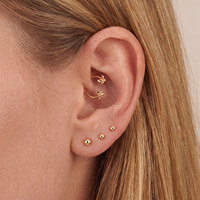 Cincin Septum Kupu-kupu Berbentuk Tapal Kuda dari Emas Padat 14K untuk Hidung dan Tulang Rawan Telinga Helix Tragus Perhiasan Tindik Anting