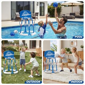 Juego de Baloncesto Flotante 2 en 1 para Piscina, Juego de Lanzamiento de Anillos Inflable con 4 Pelotas y 8 Anillos, Juguete para Fiestas en Piscina al Aire Libre o Interior para Niños - Product Image 4