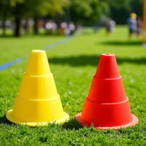 Cône en caoutchouc souple, hauteur 18 cm, base 17 cm, rouge et jaune, équipement d'entraînement d'agilité - Product Image 3