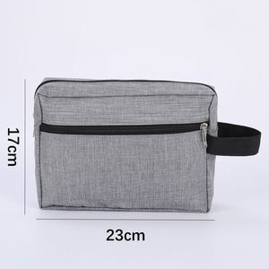 Wholesale Unisex Portable Oxford Cosmetic Bag with Custom Logo Front Pocket Closure Zipper Waterproof Reusable Travel Makeup Bag - Product Image 3