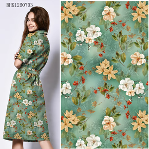 Liso 95 Poliéster 5 Spandex Material 4 Way Stretch Moda Impreso Vestido tradicional Tela - Product Image 1