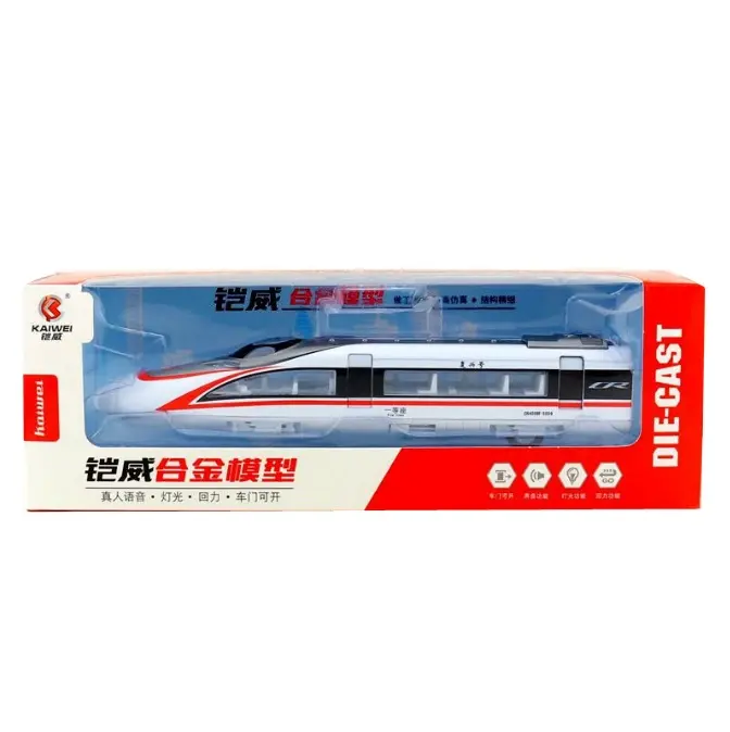 Mainan kereta api akan suara berkedip kereta rel kecepatan tinggi Fuxing kereta Cina mainan model.