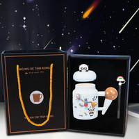 Tasse chauffante design avec couvercle et cuillère, tasse créative en céramique pour le bureau, coffret cadeau