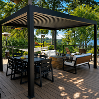 Pergola bioclimatique motorisée d'extérieur, à lames orientables rétractables, en aluminium, étanche, avec application intelligente, éclairage LED pour balcon, gazebo de jardin