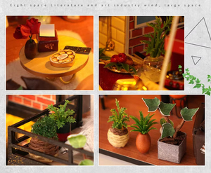 Casa de Muñecas en Miniatura Estilo Literario Creativo con Muebles, Efecto de Iluminación Cálida, Adorno de Lujo para el Hogar, Ideal para Tiendas de Regalos - Product Image 4