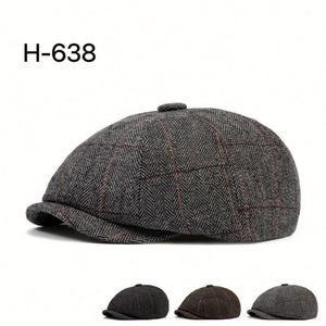 Gorra Newsboy de Lana Tweed Británica para Hombre, Otoño-Invierno, de 6 o 8 Paneles, Cosida, para Deportes, Pesca, Viajes y Uso Casual - Product Image 4