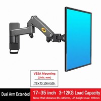 Support d'écran d'ordinateur en aluminium rotatif, télescopique et mural, réglable en hauteur, 17-27 pouces, 2-7 kg – Meilleure vente