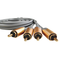 Auidophile Câble audio stéréo mâle 2RCA Cordon analogique cuivre argenté pour Subs Hi-Fi Home Cinéma Lecteur DVD Blu-ray Microphone