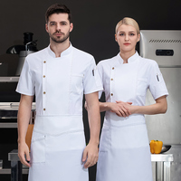 Veste de chef en polycoton de qualité supérieure, résistante à l'usure, respirante, confortable, logo personnalisé, couleur unie, uniforme de chef pour restaurant, hôtel, bar