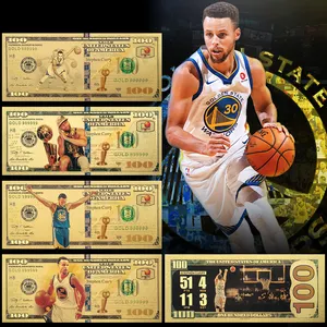Оптовая Продажа американской баскетбольной звезды Карри 100 долларов банкноты пластиковые позолоченные банкноты