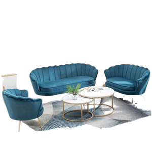 Sofà componibile per casa moderna nordica <span class=keywords><strong>Set</strong></span> per soggiorno camera da letto di lusso con struttura in ferro comodo in velluto - Product Image 1