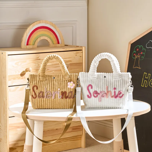 Bolsa de Compras Acolchada de Pana Personalizable, Moderna y Ecológica, Bolsa de Mano Portátil para Uso Diario y Playa para Mujer - Product Image 3