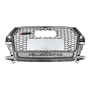 Front Bumper Grille For Audi Q3 Center Honeycomb Mesh Grill For Audi RSQ3 Automotive Black Frame Quattro Grille 2016-2019