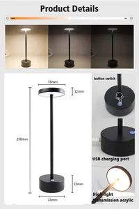 Luxe Oplaadbare Batterijen Bureaulamp Led Usb Side Ontwerp Werk Lezen Diner Laptop Lamp Tafel Voor Live Kamer