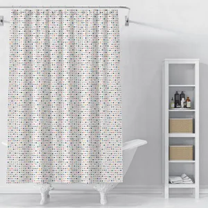 Cortina de ducha impermeable con estampado 3D de puntos pequeños, cortina de ducha de color, resistente al agua