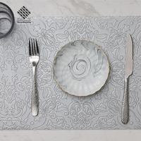Napperons de table en cuir PVC de qualité supérieure, lavables, avec gaufrage, pour cuisine et dîner, sous-verres et sets de table en vinyle