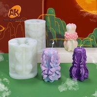 AK 3D fleur de bon augure moule en Silicone pour gâteaux grande vague colonnaire géométrique spirale savon gypse résine moule de cuisson décor à la maison